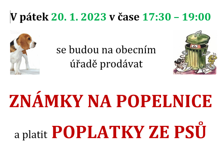 Prodej známek na popelnice a poplatek ze psů