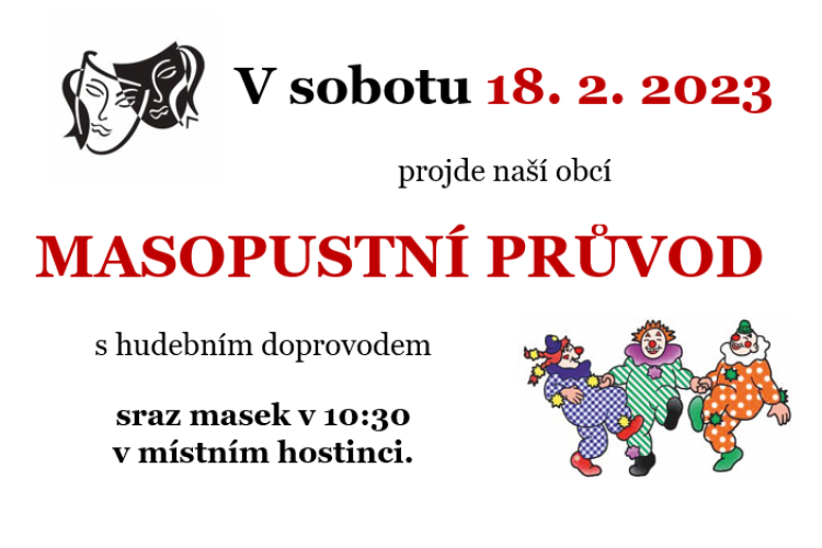 Masopustní průvod 18. 2. 2023