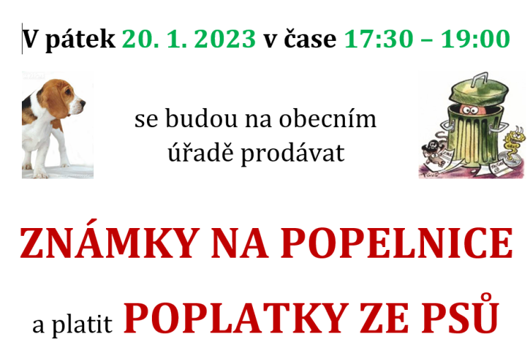 Prodej známek na popelnice a poplatek ze psů