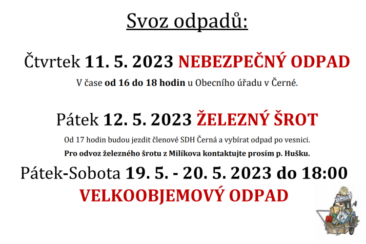 Svoz odpadů (nebezpečný, železný šrot a velkoobjemový)