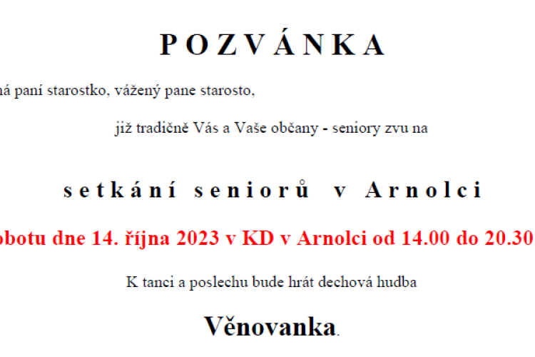Setkání seniorů v Arnolci